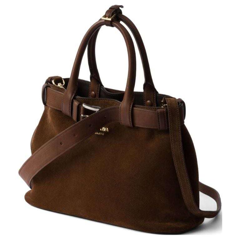 PRADA Leather Shoulder Bag Crossbody Bag Handbag Medium Size Women's Cocoa Brown