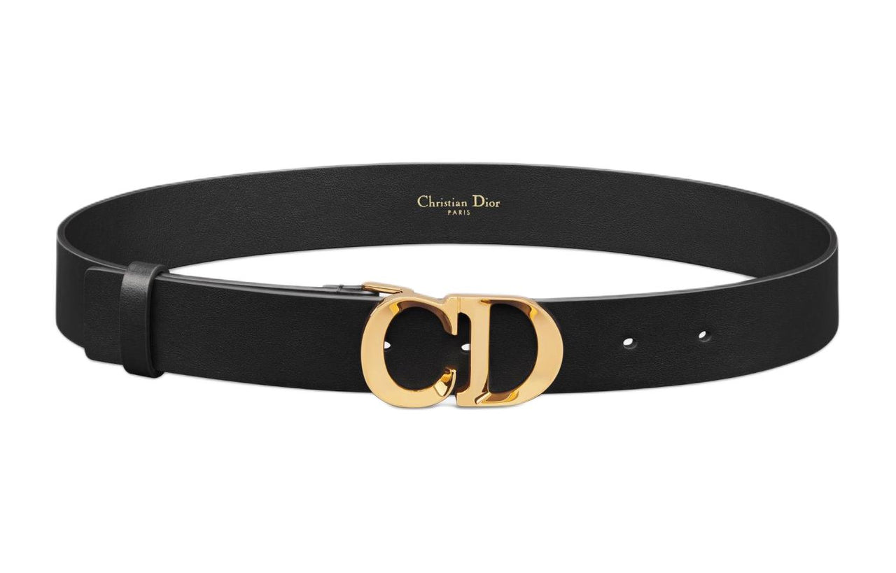 DIOR Calfskin, Metal Leather Belts Women's Black Width 2CM