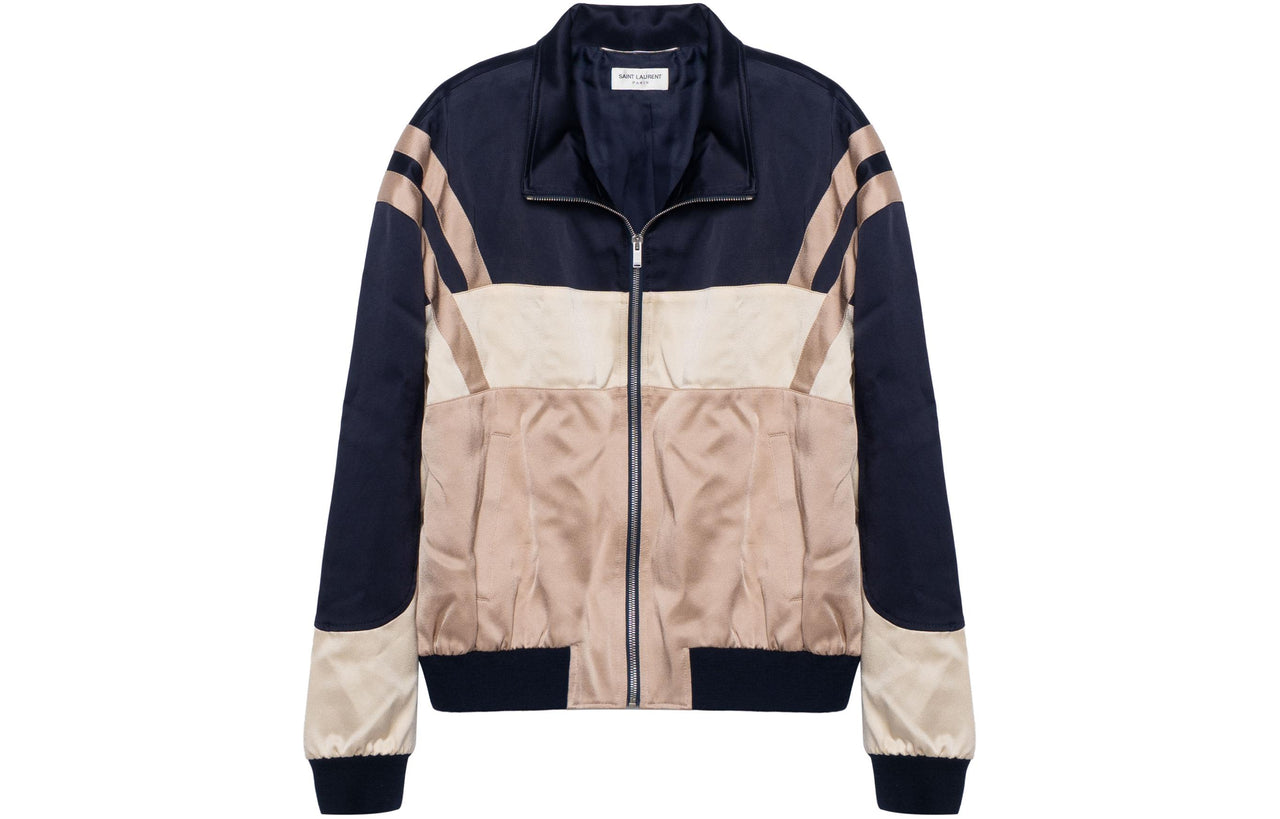 SAINT LAURENT Panelled High Neck Zipped Bomber Jacket