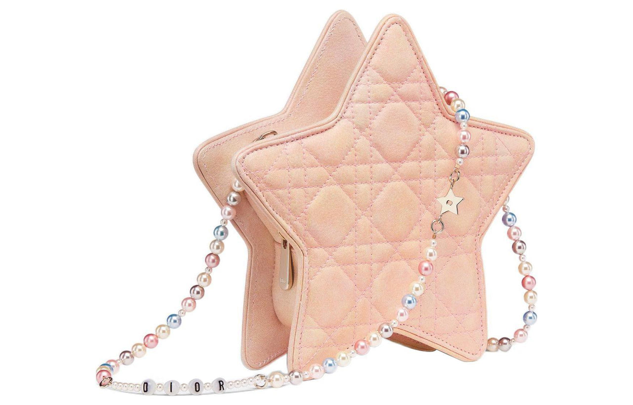 DIOR Wicker Pattern Sheepskin Shoulder Bag Crossbody Bag Regular Kids' Neon Pink