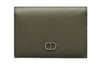 DIOR Grained Calfskin Business Card Holder Zero Wallet Card Holder Men's Olive Green