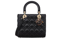DIOR Lady Dior Sheepskin Dior Bag Shoulder Bag Crossbody Bag Handbag Medium Size Women's Black