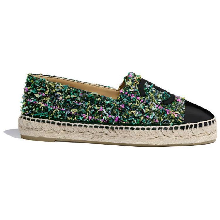 CHANEL Casual Single Shoes Women's Green Pink