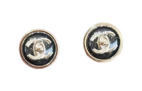 CHANEL Metal Stud Earrings Women's Black
