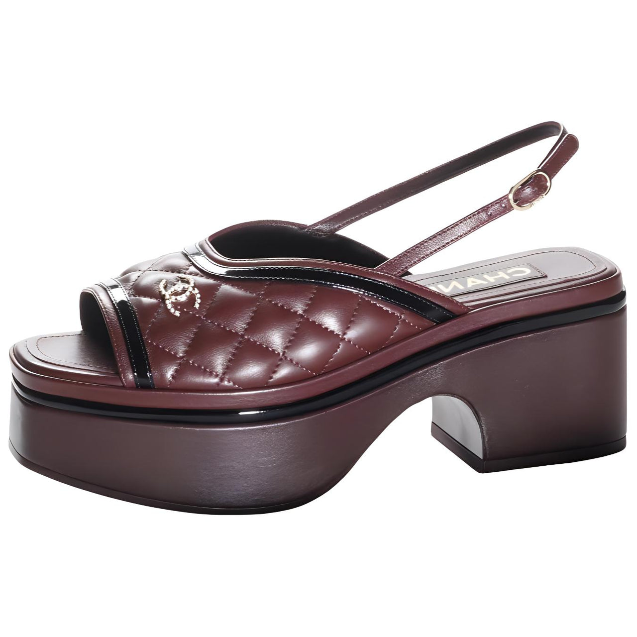 CHANEL One-Strap Sandals 6cm Women's Burgundy