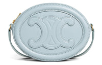 CELINE Cuir Triomphe Calfskin Mooncake Bag Oval Shoulder Bag, Crossbody Bag Regular Women's Ice Blue