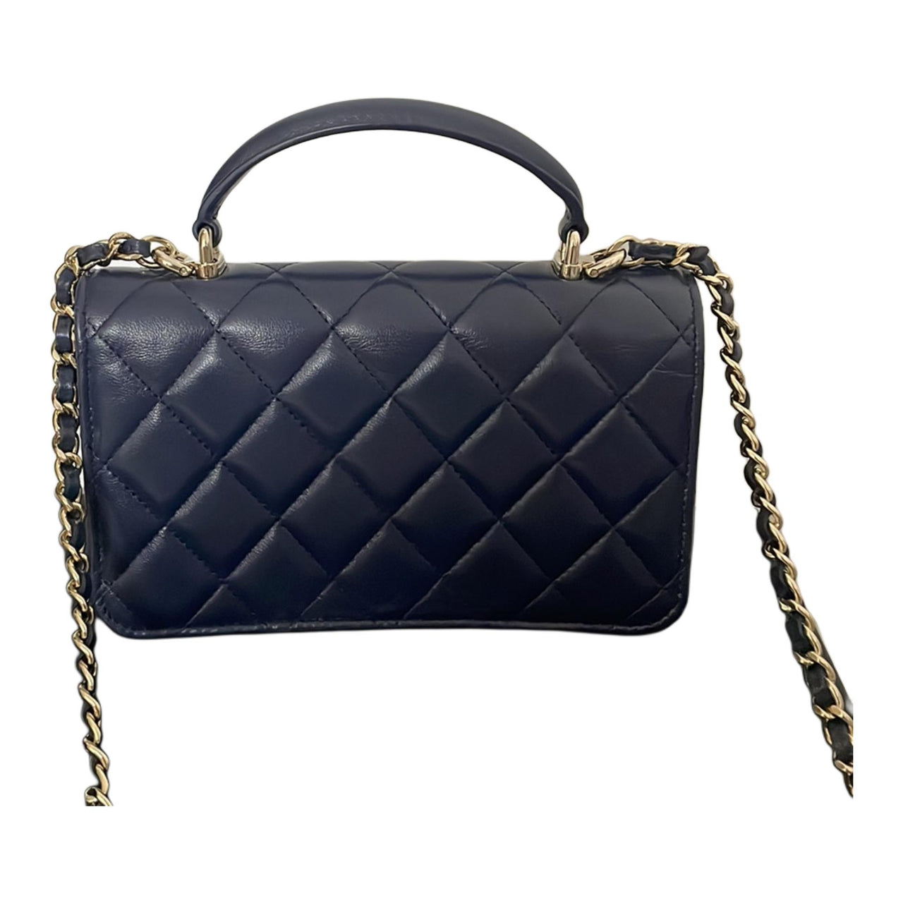 CHANEL Sheepskin Shoulder Bag Handbag Crossbody Bag Mini Women's Marine Blue