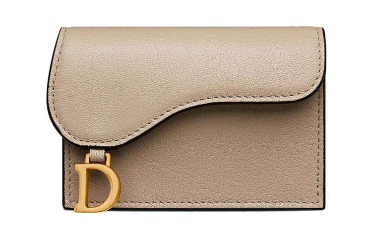 DIOR Saddle Sheepskin Card Holder Women's Sand