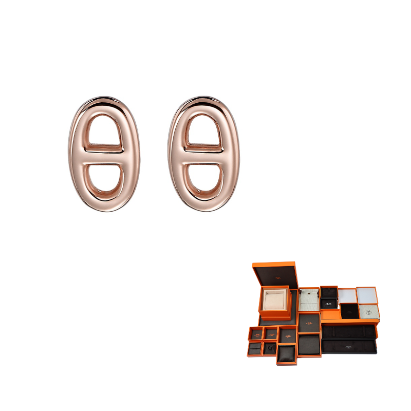 HERMES Karat Gold Stud Earrings Women's