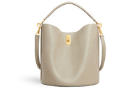 CELINE 16 Smooth Cow Leather Bucket Bags Handbags Women's Gray Green