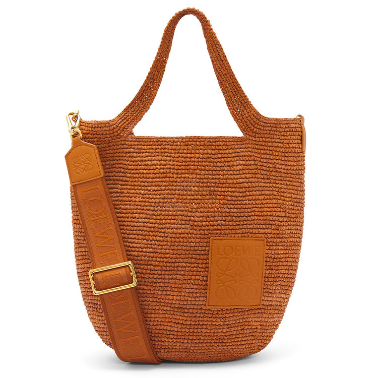 LOEWE Slit Raffia With Calfskin Handbag, Shoulder Bag, Crossbody Bag Mini Women's Honey Gold