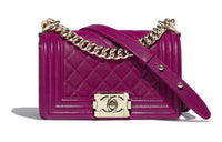 CHANEL Grained Smooth Finish Calfskin Crossbody Bag Shoulder Bag Women's Plum