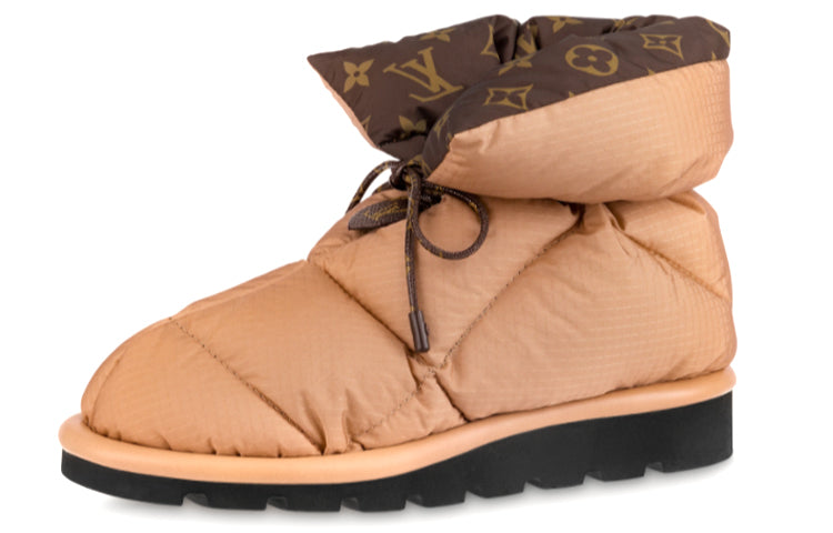 LOUIS VUITTON Pillow Comfort Ankle Boots 'Beige With Brown Monogram Collar' Women's
