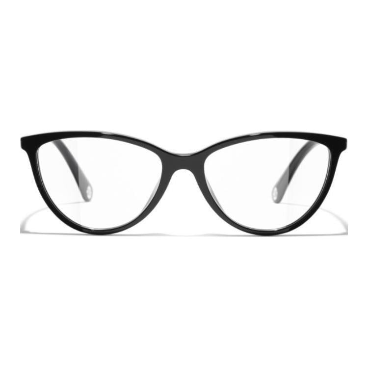 CHANEL Acetate Irregular Shape Eyeglass Frames Women's Black