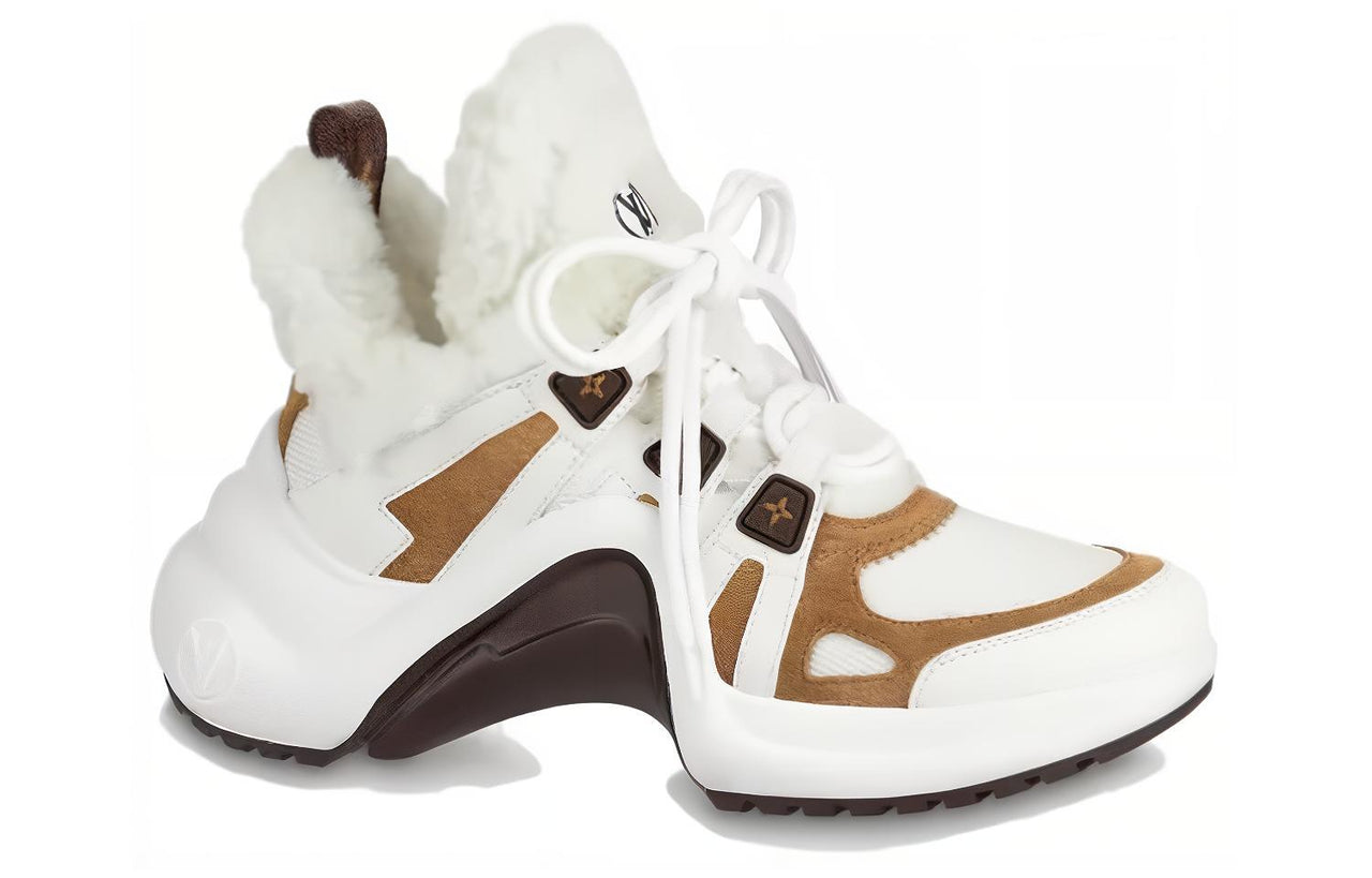 LOUIS VUITTON Lv Archlight Shearling Sneakers 'White Brown' Women's