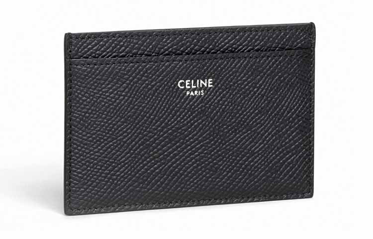 CELINE Grained Cow Leather Card Holder Men's Black