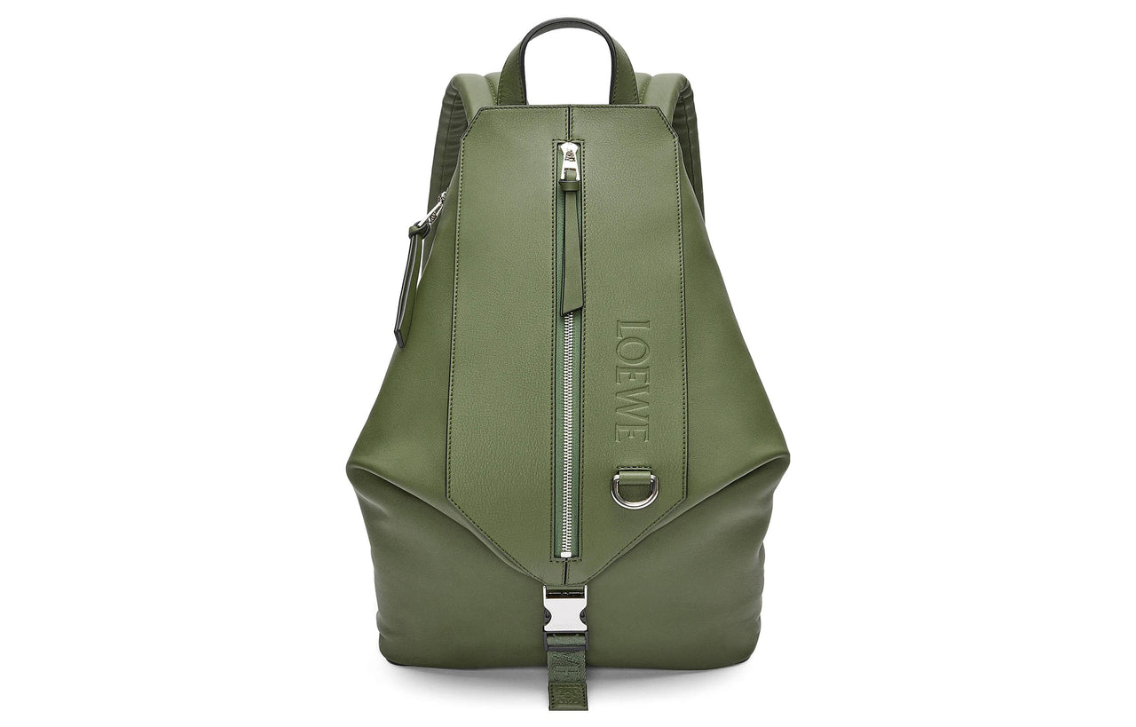 LOEWE Cow Leather With Fabric Backpack Trumpets Men's Forest Green