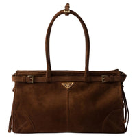 PRADA Suede Leather Shoulder Bag, Crossbody Bag, Handbag Tubas Women's Cocoa Brown