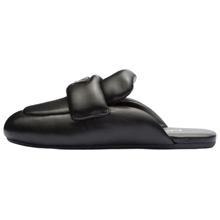 PRADA Soft Padded 5mm Sabots Black Nappa Leather Women's