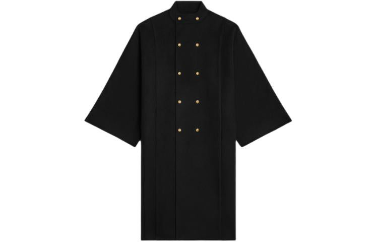 CELINE High Collar Cape In Double Face Cashmere Coat Women's Black