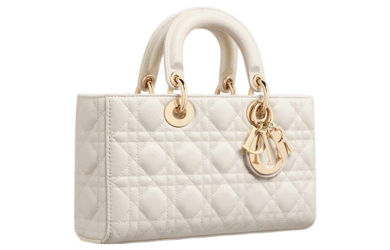 DIOR Lady D JOY Sheepskin Lady Dior Bag, Handbag, Shoulder Bag, Crossbody Bag, Handbag Women's White
