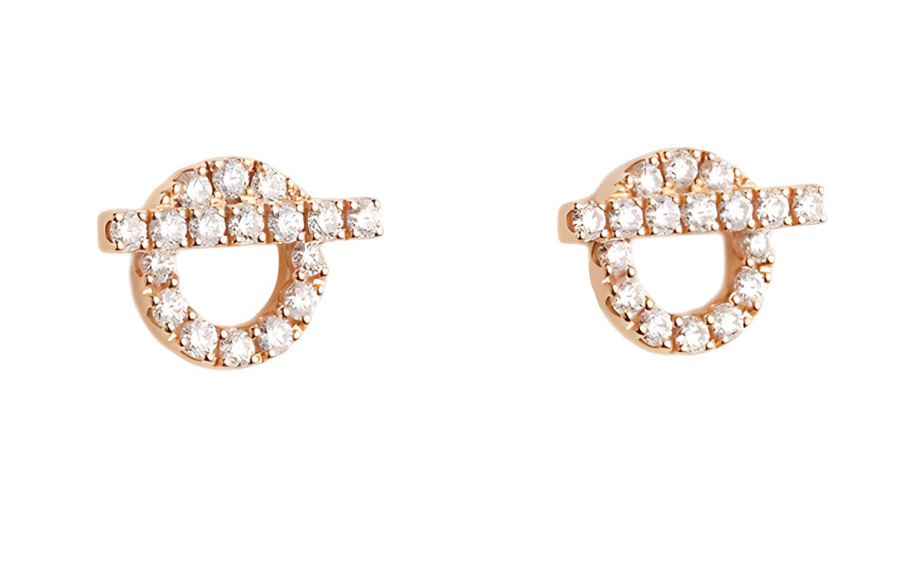 HERMES Stud Earrings Women's Rose Gold