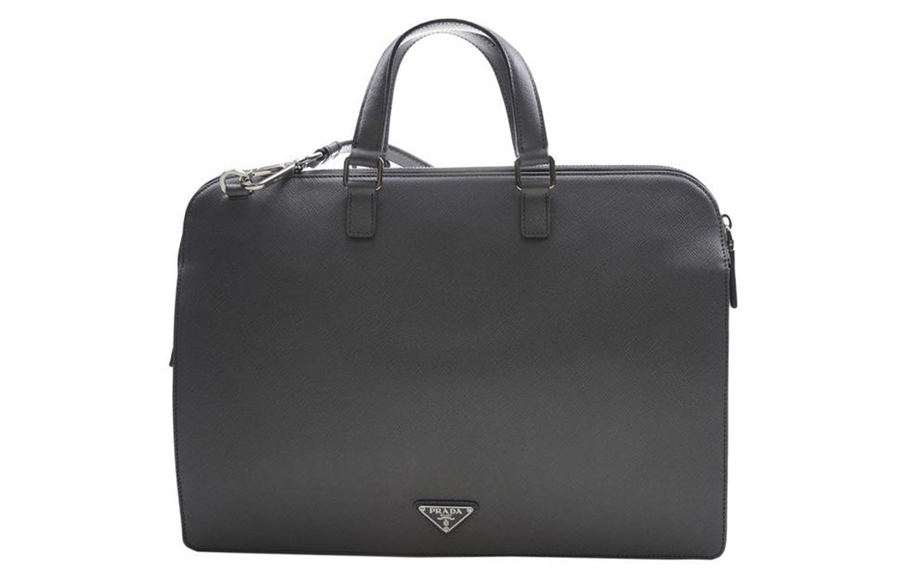 PRADA Calfskin Shoulder Bag Crossbody Bag Handbag Men's Gray