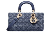 DIOR Lady D-JOY Canvas With Leather Daisie Bag Canvas Bag Shoulder Bag Crossbody Bag Handbag Women's Blue