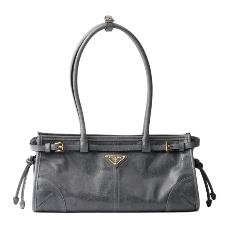 PRADA Calfskin Handbag, Shoulder Bag Medium Size Women's Air Force Blue
