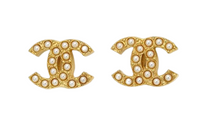 CHANEL Metal Rhinestone Earrings Women's