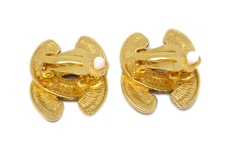 CHANEL 2012 Gold Plated Cc Clip on Earrings