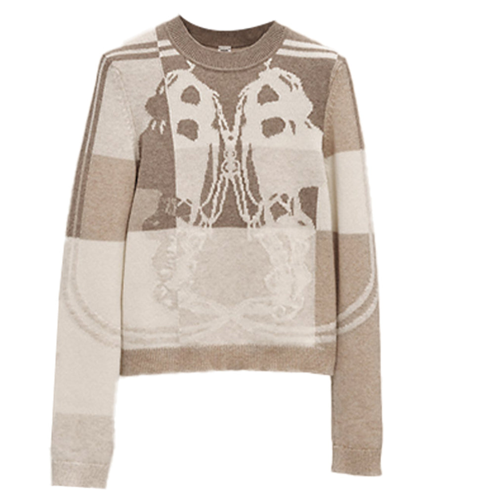 HERMES FW21 Cashmere Sweater Women's Linen Beige