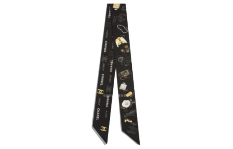 CHANEL Silk Scarves Women's Black