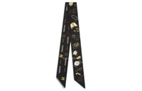 CHANEL Silk Scarves Women's Black