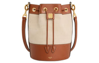 CELINE Cabas Fabric With Cow Leather Bucket Bag, Shoulder Bag, Crossbody Bag Trumpets Women's Natural Color/Tan