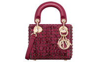 DIOR Lady Dior Pearl Embroidery Dior Bag Shoulder Bag Crossbody Bag Women's Burgundy