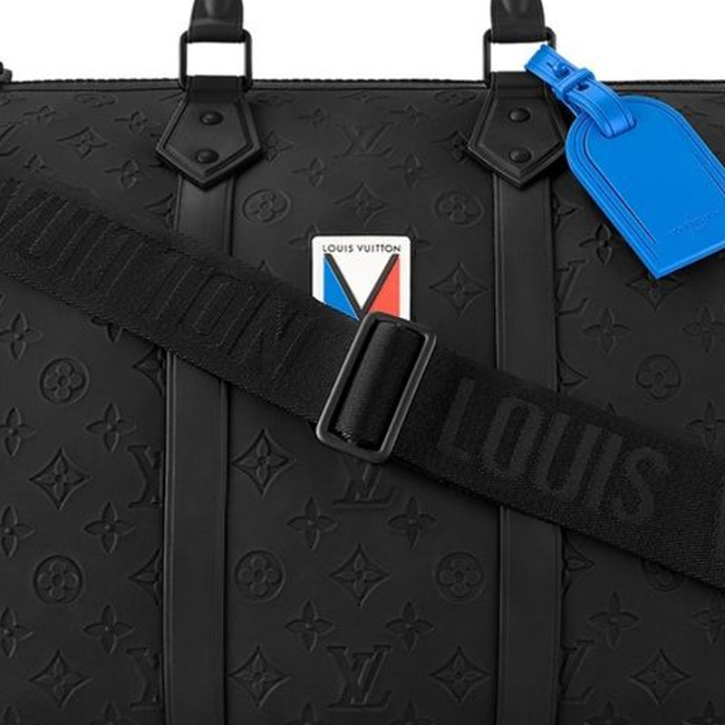LOUIS VUITTON CONMEBOL Copa America Collaboration Keepall Leather Monkey Bag Travel Bag Men's Black