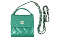 CHANEL Calfskin Handbag Shoulder Bag Crossbody Bag Women's Green