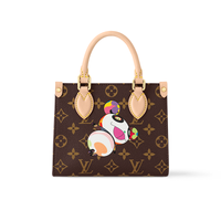 LOUIS VUITTON Takashi Murakami Village Co-Financing ONTHEGO Leather Trim Handbag Women's Brown