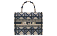 DIOR BookTote Pattern Embroidery Tote Bag, Shopping Bag, Handbag Trumpets Women's Beige/Blue