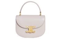 CELINE BesaceTriomphe Shiny Calfskin Shoulder Bag Crossbody Bag Handbag Mini Women's White