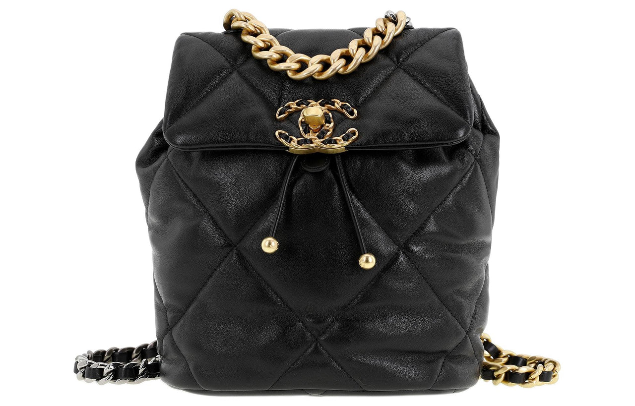 CHANEL 19Bag Sheepskin Backpack Mini Women's Black