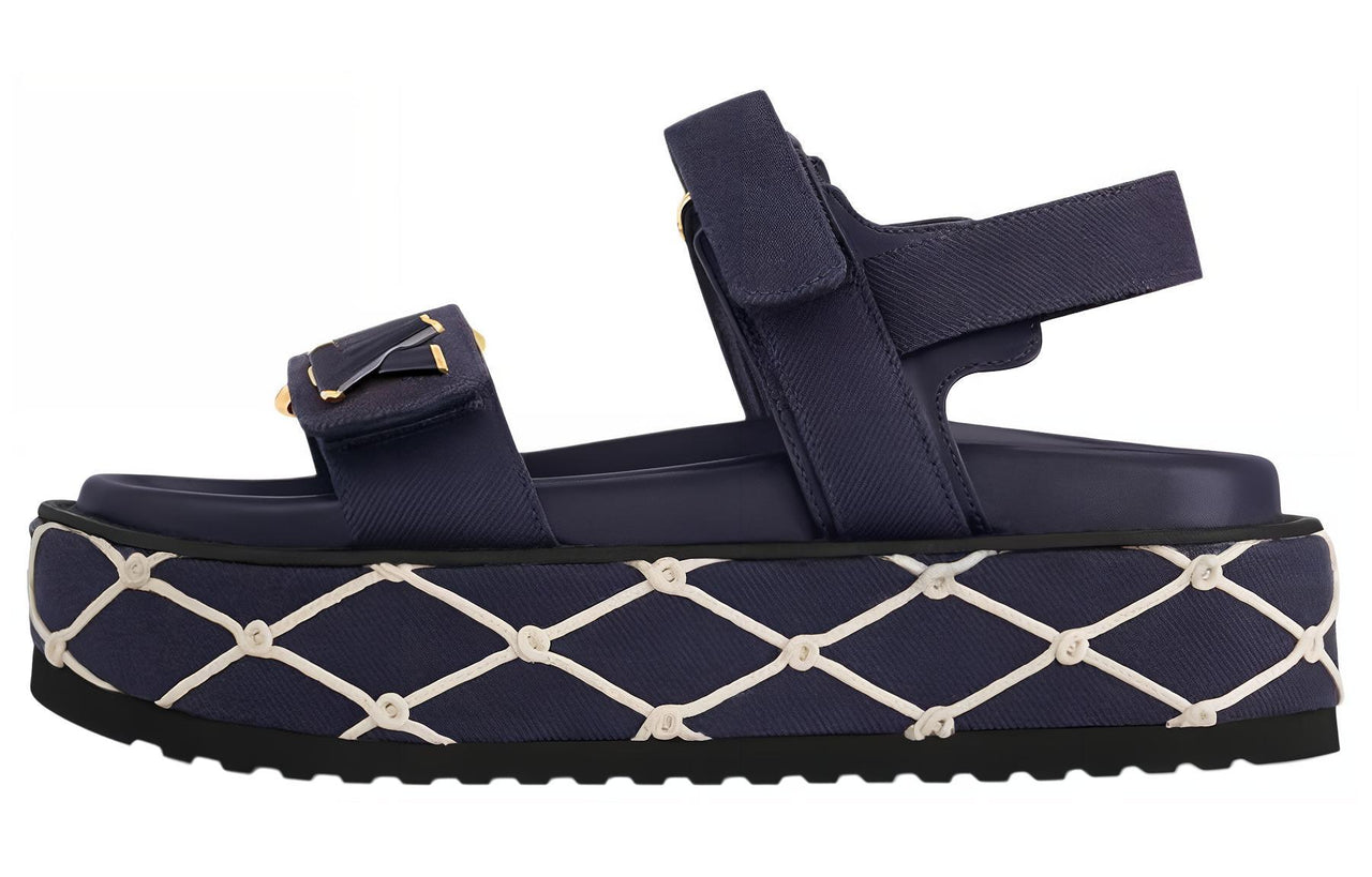 LOUIS VUITTON LV Sunset One Strap Sandals 5cm Women's Dark Blue