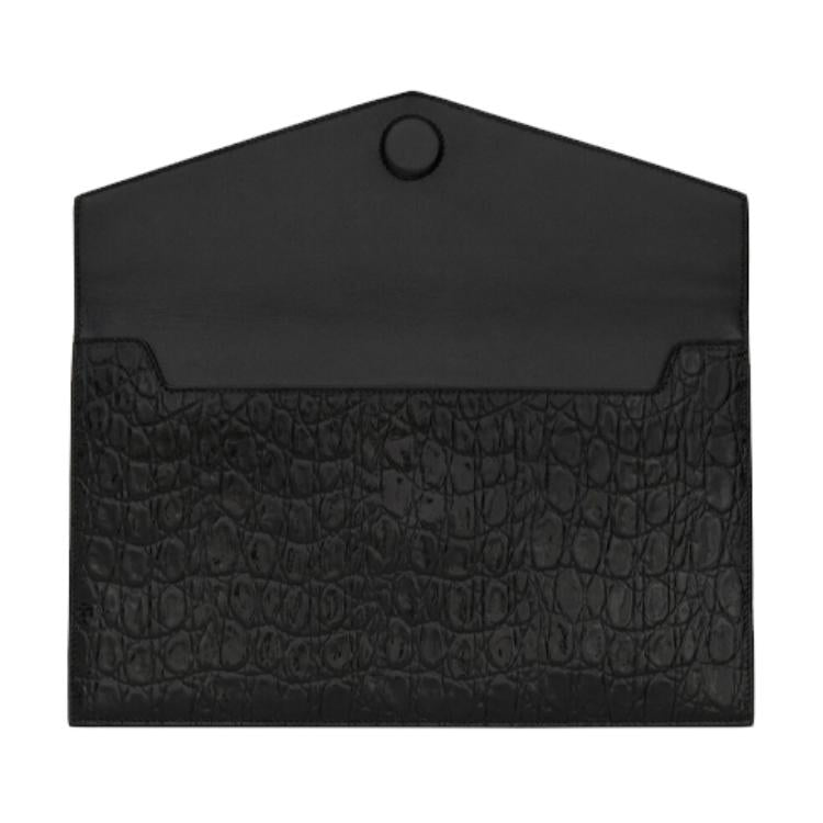 SAINT LAURENT CASSANDRE Leather Card Holder, Coin Purse, Card Holder Regular Women's Black