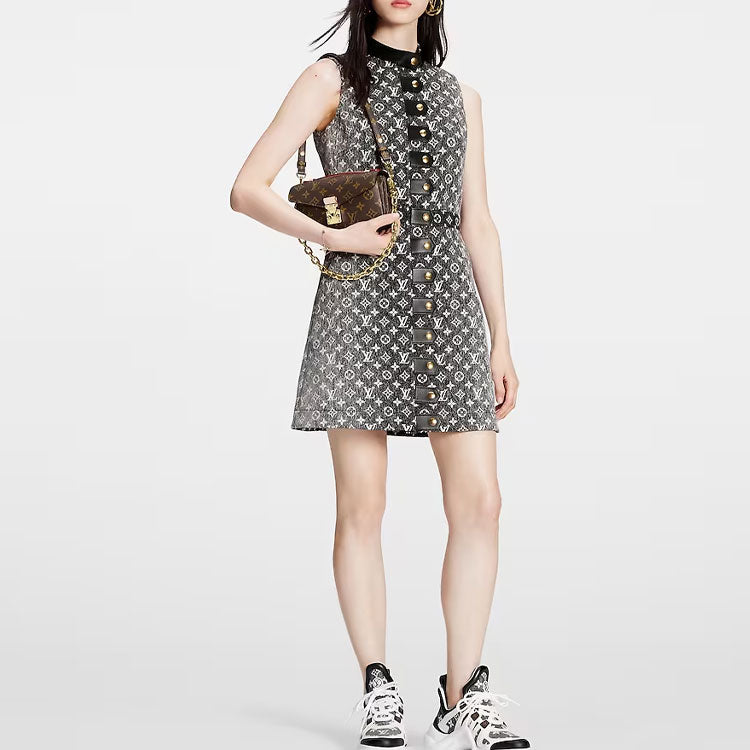 LOUIS VUITTON SS23 Sleeveless Dress Women's Gray Black