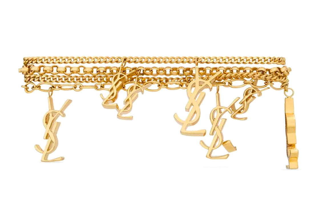SAINT LAURENT Cassandre Logo charm Bracelet