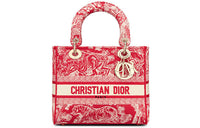 DIOR Lady D-Lite Ruy Print Handbag Shoulder Bag Crossbody Bag Women's Eggplant Purple/Red