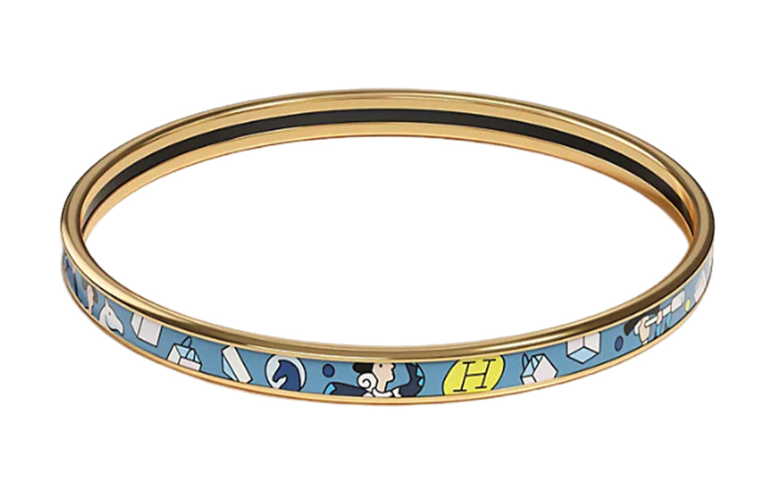HERMES Gold-Plated Enamel Bangles Women's Gold