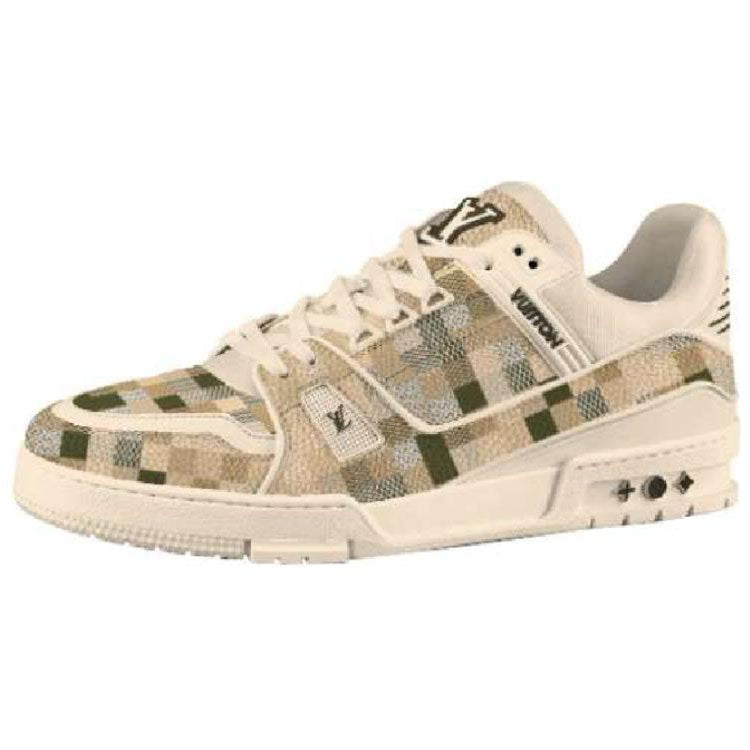 LOUIS VUITTON Trainer Low-Top Skateboard Shoes Women's Beige