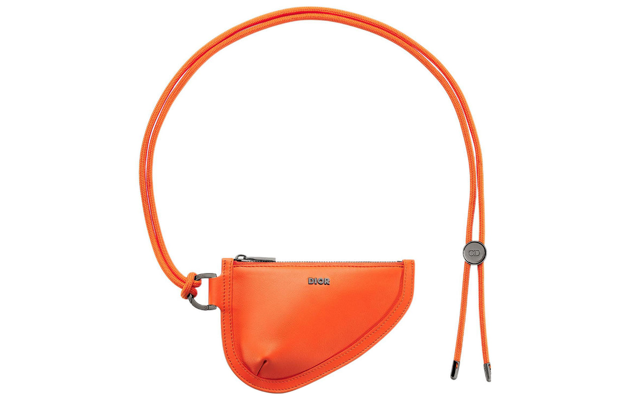 DIOR Saddle Smooth Calf Leather Saddle Bag Clutch Regular Men's Yellow & Orange